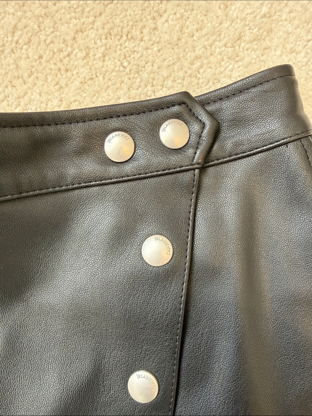 Blank NYC Black Faux Leather Snap-Front Mini Skirt - Picture 4 of 4